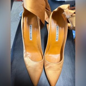 Manolo Blahnik Vintage Silk Ankle Tie Heels